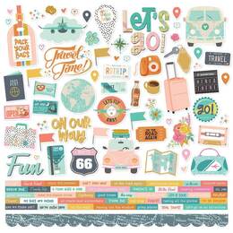 Simple Stories Let's Go! Cardstock Stickers 12"X12" - Combo