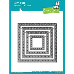 Lawn Fawn - Lawn Cuts Dies - Outside In Stitched Scalloped Square Stackables LF1506