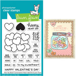 Lawn Fawn - Clear Stamps - How You Bean? Conversation Heart Add-On LF1553