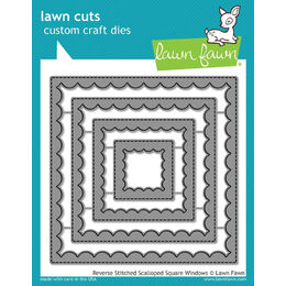 Lawn Fawn - Lawn Cuts Dies - Reverse Stitched Scalloped Square Windows LF1799