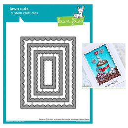 Lawn Fawn - Lawn Cuts Dies - Reverse Stitched Scalloped Rectangle Windows LF1800