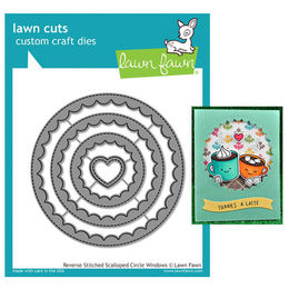 Lawn Fawn - Lawn Cuts Dies - Reverse Stitched Scalloped Circle Windows LF1801