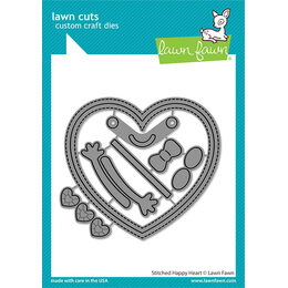 Lawn Fawn Dies - Stitched happy heart LF3316