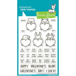 Lawn Fawn - Clear Stamps - Critter Conversation Hearts LF3948