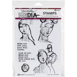 Dina Wakley Media Cling Stamps 6"X9" - Ledger Girls MDR74809