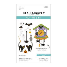 Spellbinders Etched Dies - Cuckoo Cottage Collection - Halloween Tick Tock S3-557