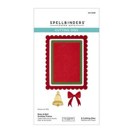 Spellbinders Etched Dies - All About Christmas Collection - Bow & Bell Scallop Frame (by Lisa Horton) S4-1448