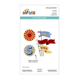 Spellbinders Etched Dies - Say Cheese Classic Mouse Collection - Flags & Banners S4-1471
