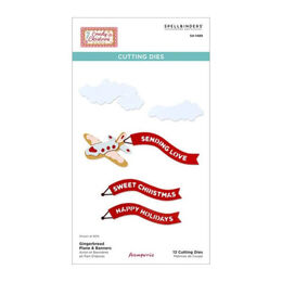 Spellbinders Etched Dies - Candy Christmas Collection - Gingerbread Plane & Banners (by Stamperia) S4-1489