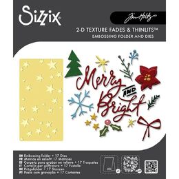Tim Holtz Alterations 2D Texture Fades Embossing Folder & Thinlits (17pk) - Vault Side Order Merry & Bright by Sizzix SAL667248
