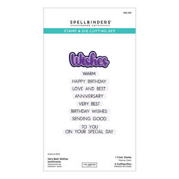 Spellbinders Clear Stamps & Die Set - Wildflowers Collection - Very Best Wishes Sentiments (by Lisa Horton) SDS-203