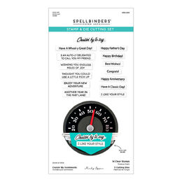 Spellbinders Clear Stamps & Die Set - Classic Road Legends Collection - Cruisin' By Sentiments (by Mindy Eggen) SDS-204