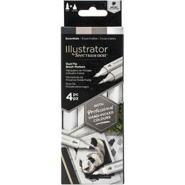 Spectrum Noir Illustrator Dual-Tip Brush Markers 4/Pkg - Essentials