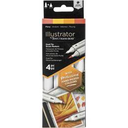 Spectrum Noir Illustrator Dual-Tip Brush Markers 4/Pkg - Fiery