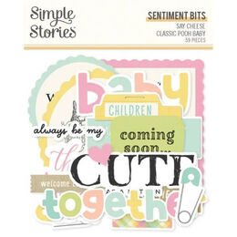 Spellbinders - Say Cheese Classic Pooh - Baby Sentiment Bits & Pieces (by Simple Stories) SS25829