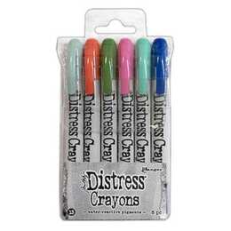 Tim Holtz Distress Crayons - Set #13 (6 pcs) Water-Reactive Pigments