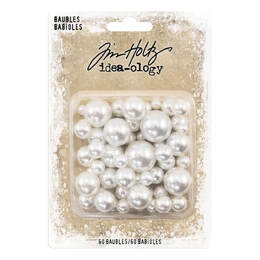 Tim Holtz Idea-ology Baubles Findings 60/Pkg - Undrilled Cream Pearl (.313" To .75") TH94099