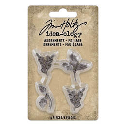 Tim Holtz Idea-Ology Metal Adornments 4/Pkg - Foliage TH94311