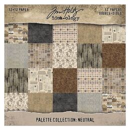 Tim Holtz-Advantus Idea-ology Double- Sided Cardstock 12"X12" 12/Pkg - Palette Collection: Neutral TH94459