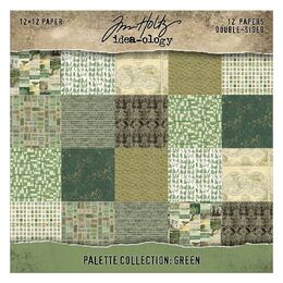 Tim Holtz-Advantus Idea-ology Double- Sided Cardstock 12"X12" 12/Pkg - Palette Collection: Green TH94460