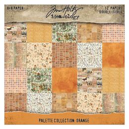 Tim Holtz-Advantus Idea-ology Double-Sided Cardstock 8"X8" 12/Pkg - Palette Collection: Orange TH94471