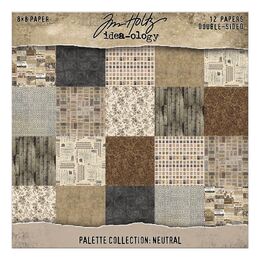 Tim Holtz-Advantus Idea-ology Double-Sided Cardstock 8"X8" 12/Pkg - Palette Collection: Neutral TH94473