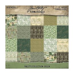 Tim Holtz-Advantus Idea-ology Double-Sided Cardstock 8"X8" 12/Pkg - Palette Collection: Green TH94474