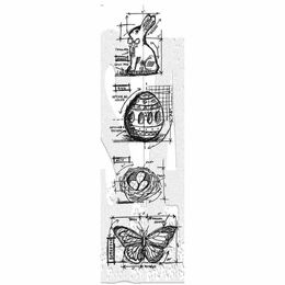 Tim Holtz Stampers Anonymous Cling Mount Stamp - Mini Blueprint Strip - Easter THMB005