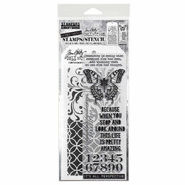 Tim Holtz Stampers Anonymous Stamp & Stencil - Mixed Media #15 THMM115