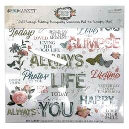 49 And Market Vintage Artistry Tranquility Rub-Ons 12"X12" (1/Sheet) - Sentiments