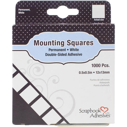 Scrapbook Adhesives Mounting Squares 1000/Pkg - Permanent, White, 0.5" x 0.5"