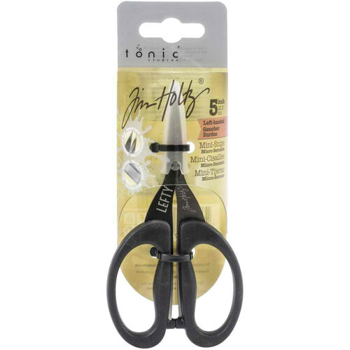 Tim Holtz Non-Stick Titanium Micro Serrated Mini Snips Left-handed Scissors 5”