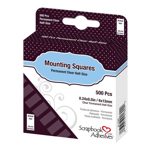 3L Adhesive Mounting Squares - Clear Half Size Permanent (500pc) 3L01602
