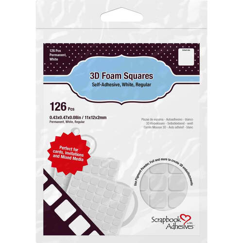 3L Scrapbook Adhesives 3D Self-Adhesive Foam Squares 126/Pkg - White