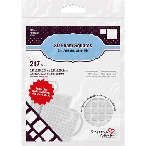 Scrapbook Adhesives 3D Foam Squares Variety Pack 217/Pkg - White