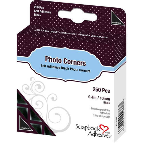 3L Scrapbook Adhesives Photo Corners Self-Adhesive (.375" 250/Pk) Black