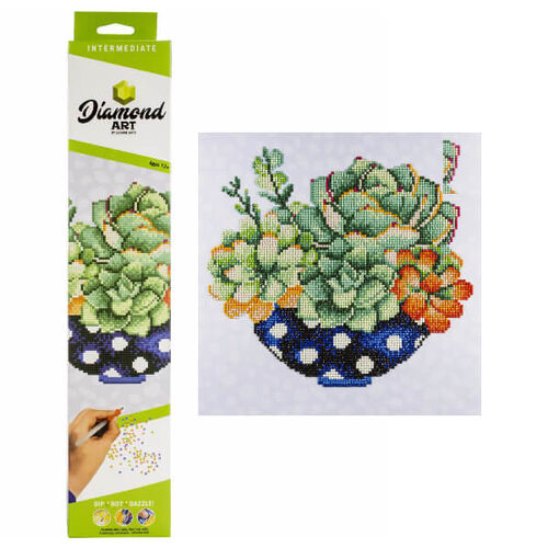 Leisure Arts Diamond Art Intermediate Kit 12"X12" - Succulent Planter
