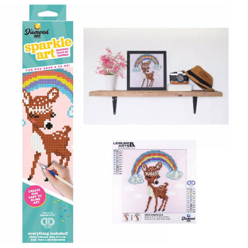 Leisure Arts Sparkle Art Diamond Paint Kit - Rainbow Deer (8"x8")