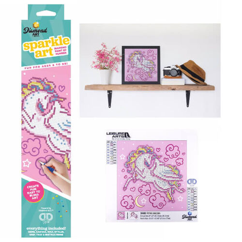 Leisure Arts Sparkle Art Diamond Paint Kit - Flying Unicorn (8"x8")