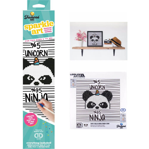 Leisure Arts Sparkle Art Diamond Paint Kit - Ninja Panda-Corn (10.63”X10.63”)