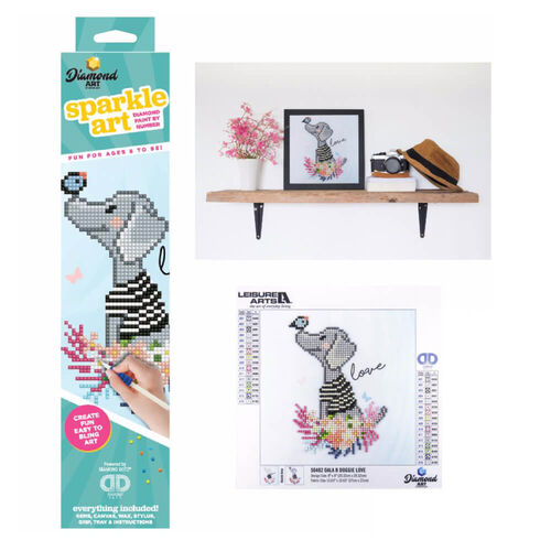 Leisure Arts Sparkle Art Diamond Paint Kit 10.63"X10.63" - Doggie Love