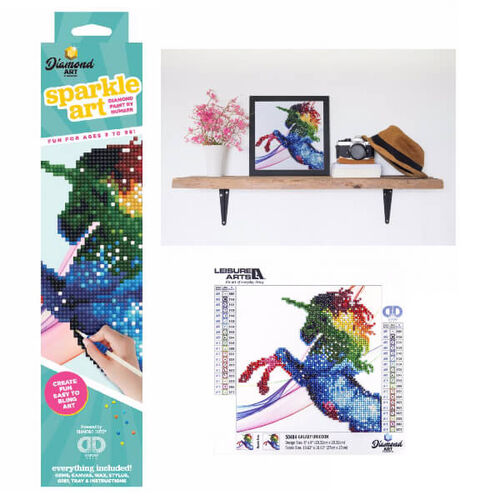 Leisure Arts Sparkle Art Diamond Paint Kit - Galaxy Unicorn (8"x8")