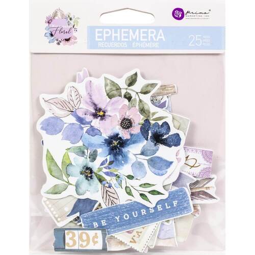 Watercolor Floral Cardstock EPHEMERA 25/Pkg - Shapes, Tags, Words, Foiled Accents