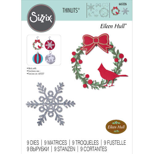 Sizzix Thinlits Die Set (9PK) - Wreath & Snowflake by Eileen Hull