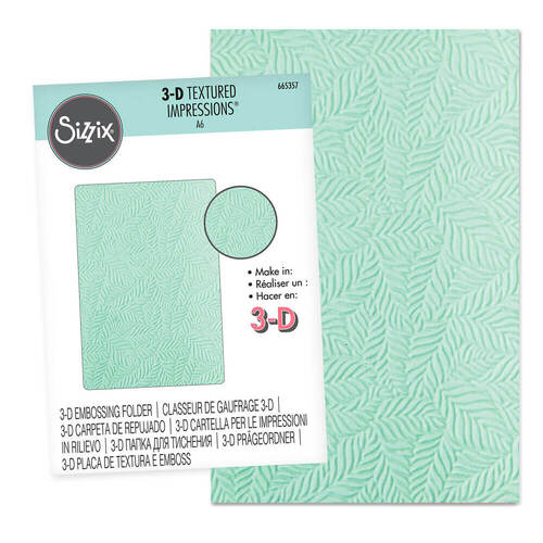 Sizzix 3-D Textured Impressions Embossing Folder - Leaf Pattern 665357