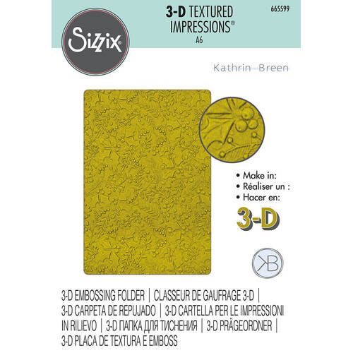 Sizzix 3-D Textured Impressions Embossing Folder - Winter Foliage by Kath Breen 665599