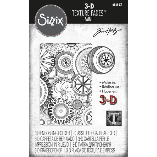 Sizzix 3-D Texture Fades Embossing Folder - Mini Mechanics by Tim Holtz 665633