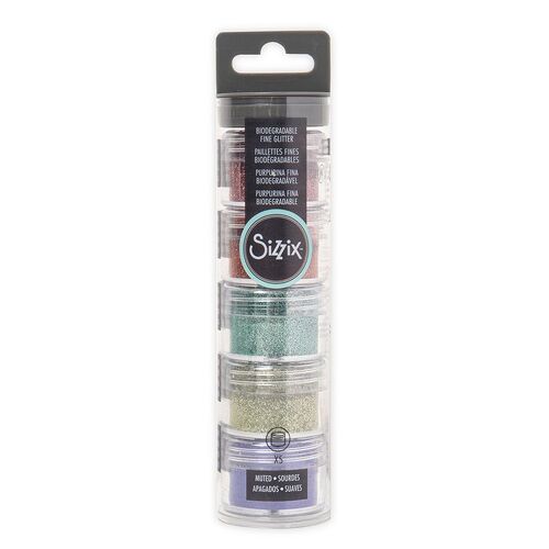 Sizzix Making Essential - Biodegradable Fine Glitter, Muted Assortment, 12g per pot, 5Pk (Multi-Pack) 665683