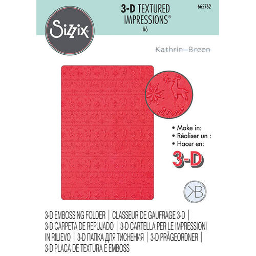 Sizzix 3-D Textured Impressions Embossing Folder - Winter Sweater by Kath Breen 665762
