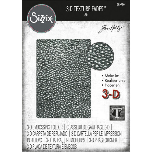 Sizzix 3-D Texture Fades Embossing Folder - Cracked Leather by Tim Holtz 665766